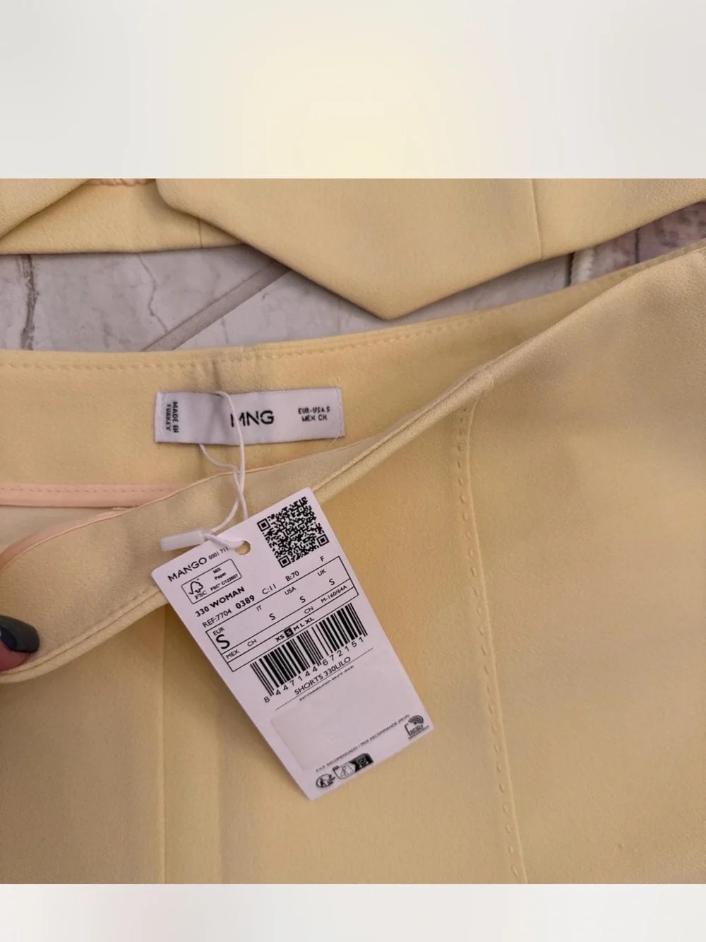 Mango Pale Yellow Halter Crop Top & High-Waist Shorts Set